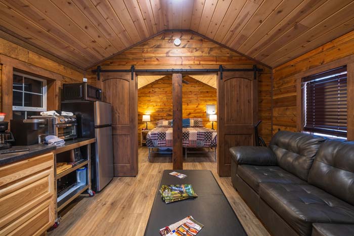 Dining space inside cabin retreat