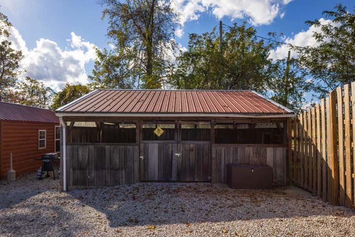 Front view of secluded vacation cabin