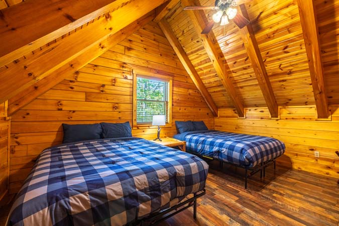 Evening fire pit gathering at Cardinal Cabin