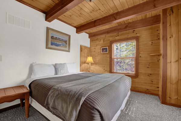 Comfortable bedding and cabin decor