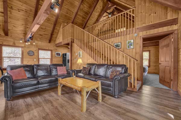 Rustic furnishings and decor in the cabin