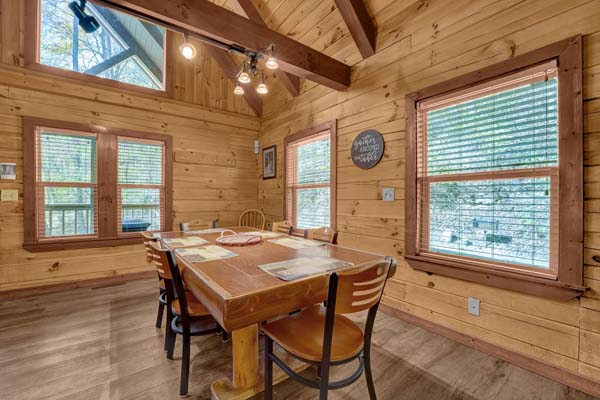 Tranquil ambiance in the cabin dining room