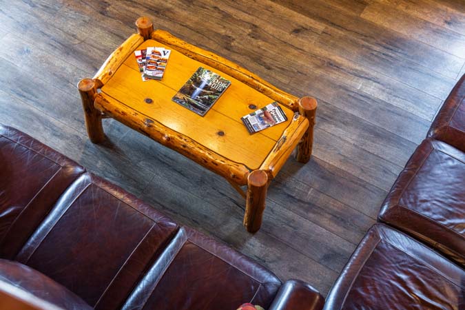 Outdoor fire ring with seating at Chickadee Cabin