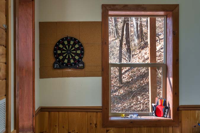 Peaceful forest surroundings at Chickadee Cabin