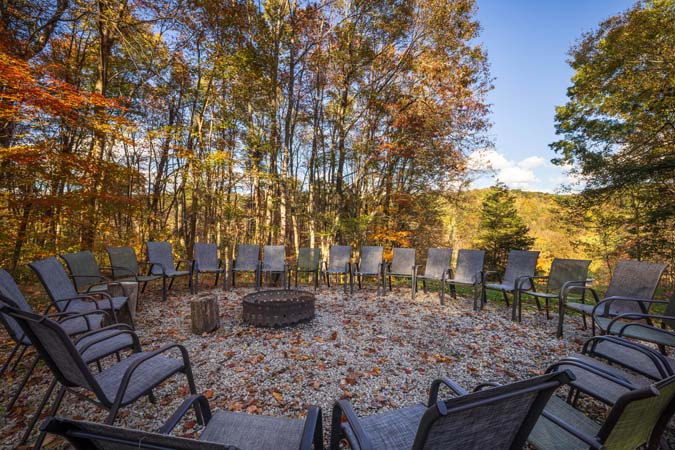 High Point Lodge exterior at golden hour