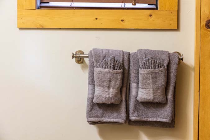 Accessible shower with grab bars at High Point Lodge