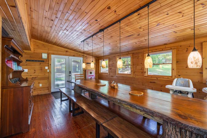 High Point Lodge exterior showing renovated log cabin design