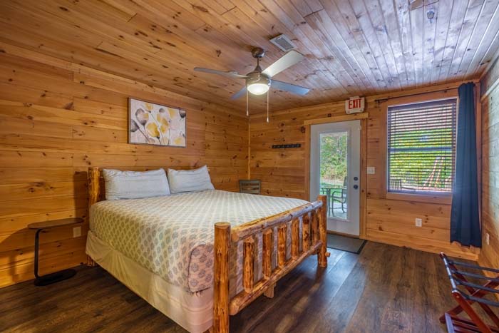 Interior lighting highlighting rustic beams