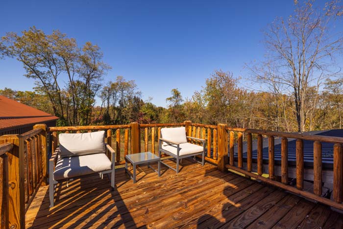 Upper deck seating with treetop views