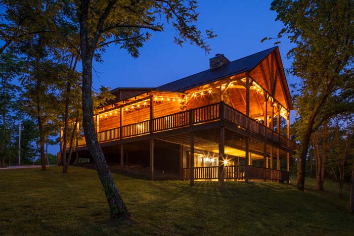 Highland Lodge at twilight among the trees
