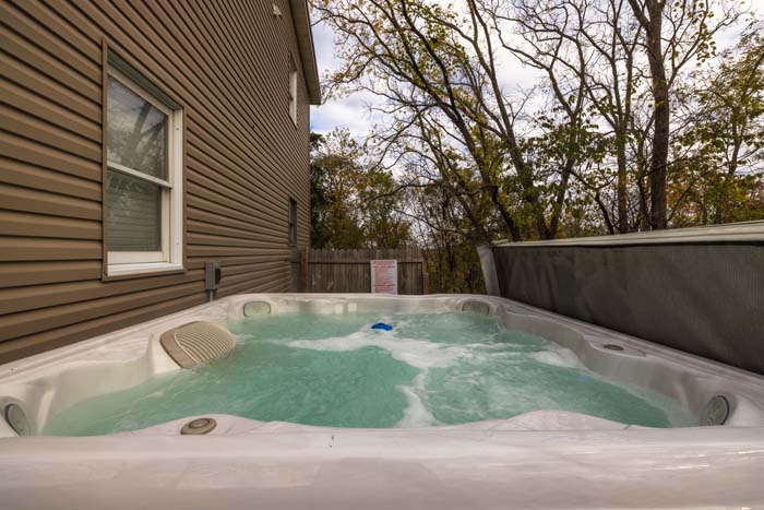 Hot tub beside the house at Hiker's Hideout