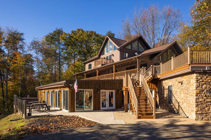 Luxury hilltop retreat with secluded setting and wooded surroundings