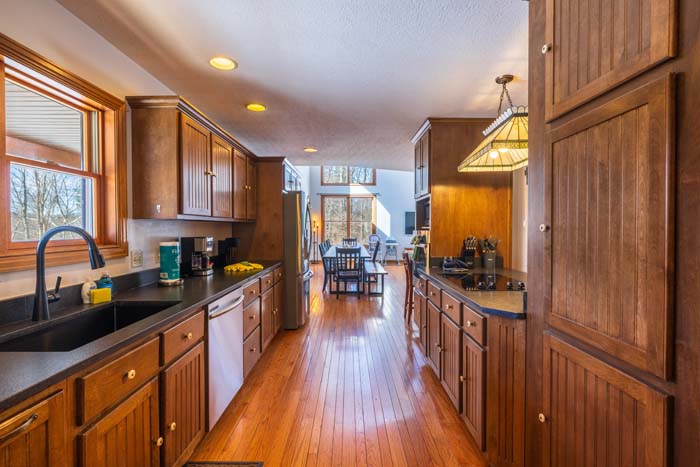 Indoor entertainment space with games and seating area