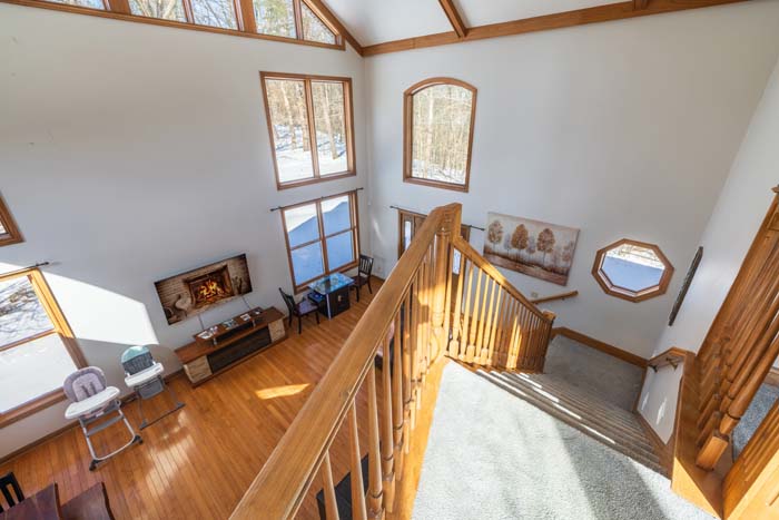 Spacious home interior with lodge style finishes