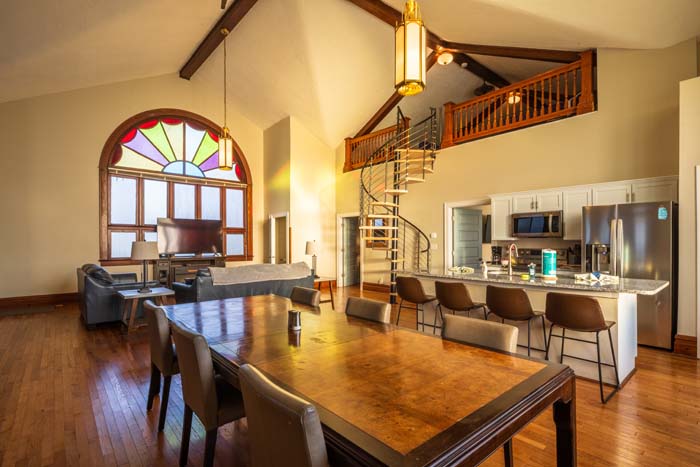 Architectural details of repurposed church windows