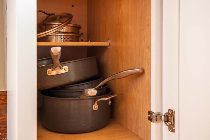 View from loft overlooking open-concept living room