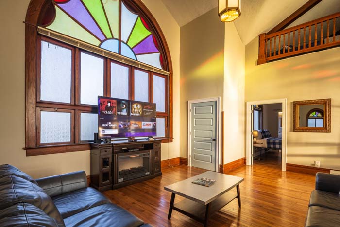 Close-up of pendant lighting over dining table