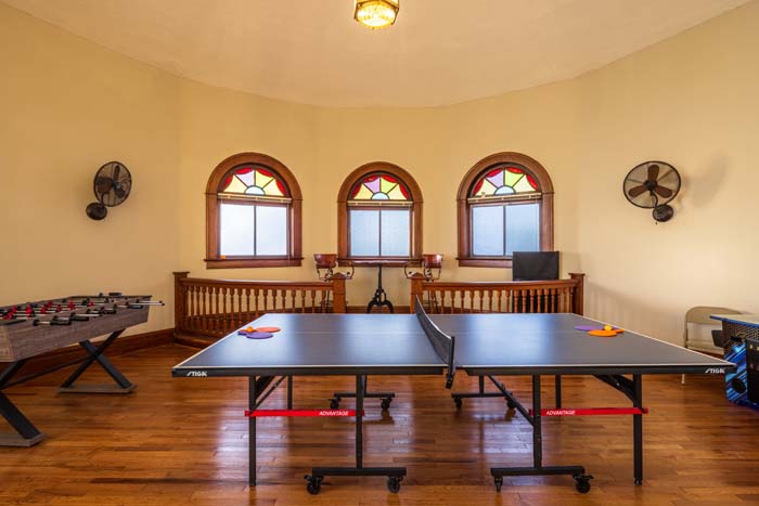 Bathroom with glass shower enclosure and tile design