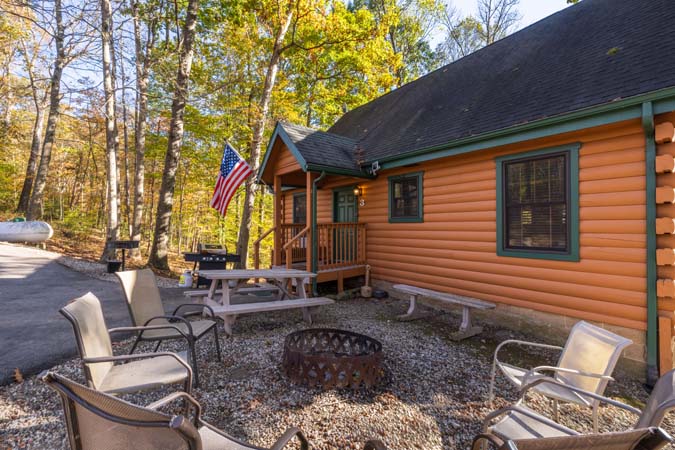 Deck space for relaxing outdoors at Mockingbird Cabin