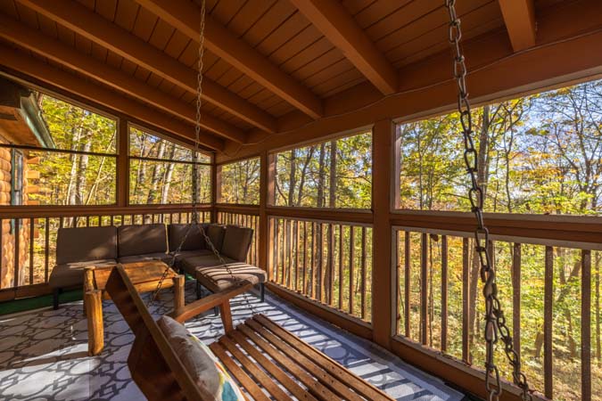 Comfortable living space inside Mockingbird Cabin