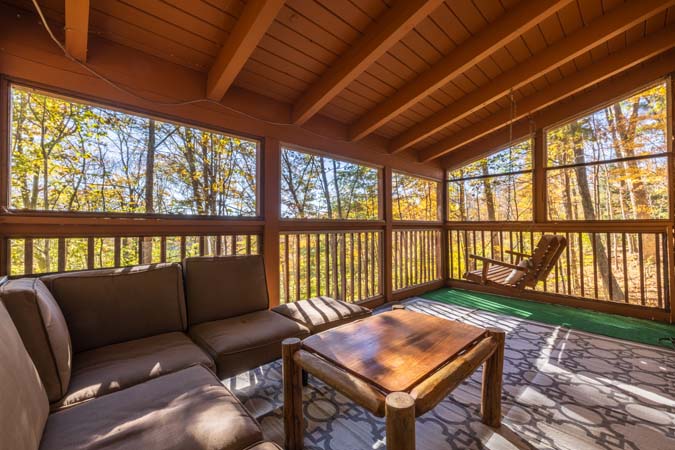 Living area for relaxing after hiking at Mockingbird Cabin