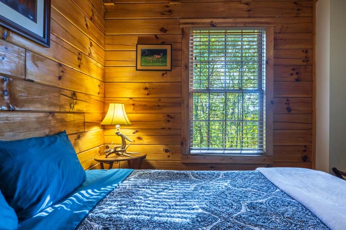 Dining area inside Mockingbird Cabin