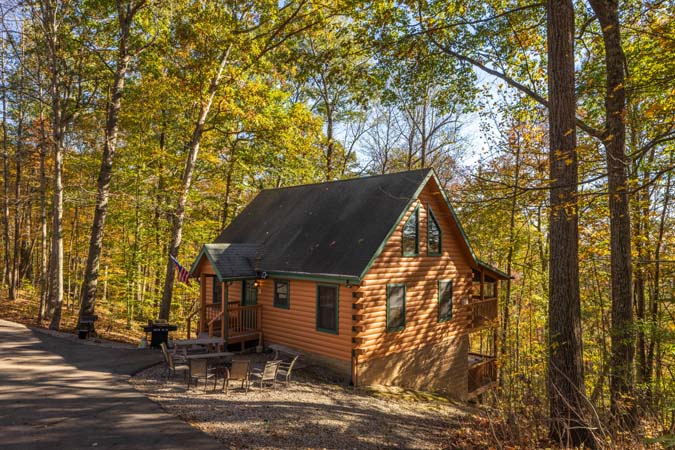 Private hot tub for wildlife viewing at Mockingbird Cabin