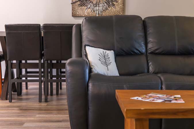 Covered porch seating at Onyx Outpost in Hocking Hills Ohio