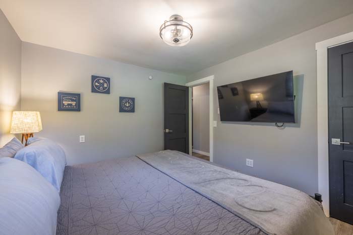 Bedroom with sliding barn door