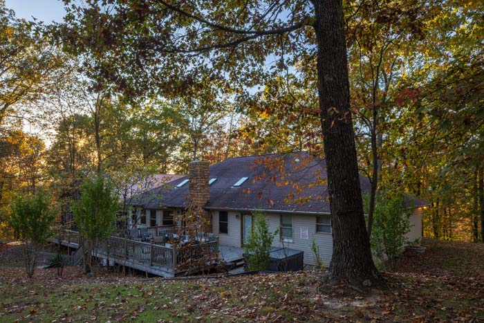 Peach Tree Lodge nestled in the woods in Hocking Hills Ohio