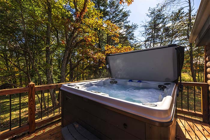 Charcoal and propane grill area at Sassafras Cabin
