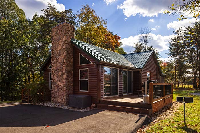 Living room with sleeper sofa at Sassafras Cabin