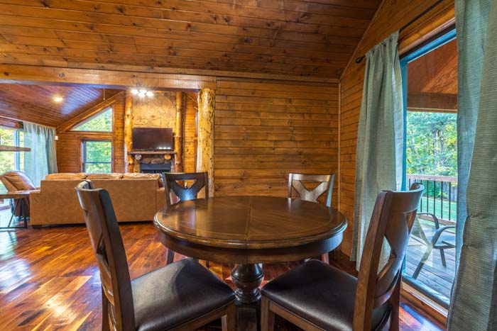 Living room with wood accents