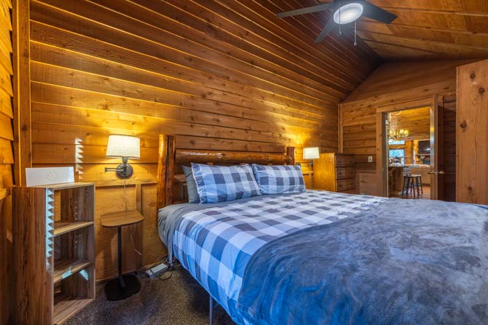 Wooded drive leading to cabin