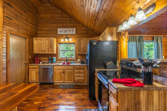Open concept cabin interior