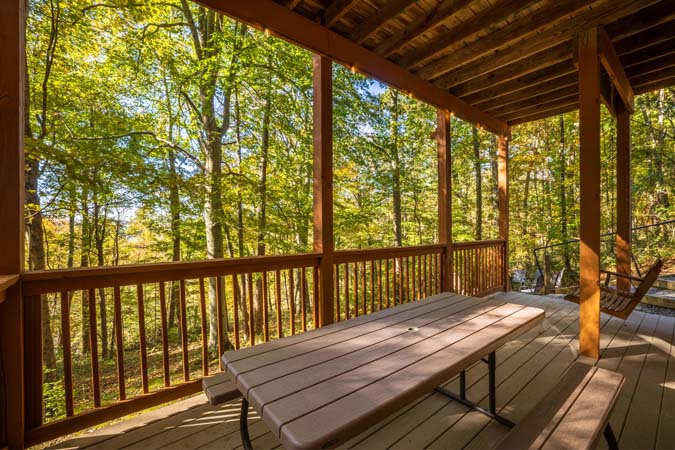 Recreation room sleeping area at Bluebird Cabin