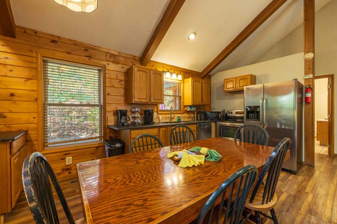 Wooded hillside views from Bluebird Cabin