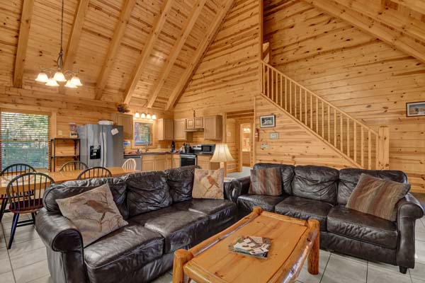 Tranquil atmosphere in the cabin living room