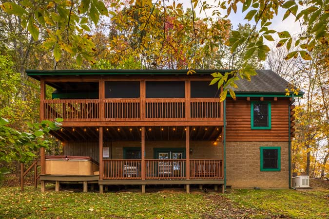 Large screen HD TV in great room at Catbird Cabin
