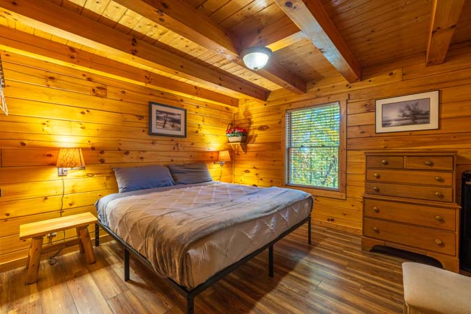 Natural wood finishes throughout Catbird Cabin