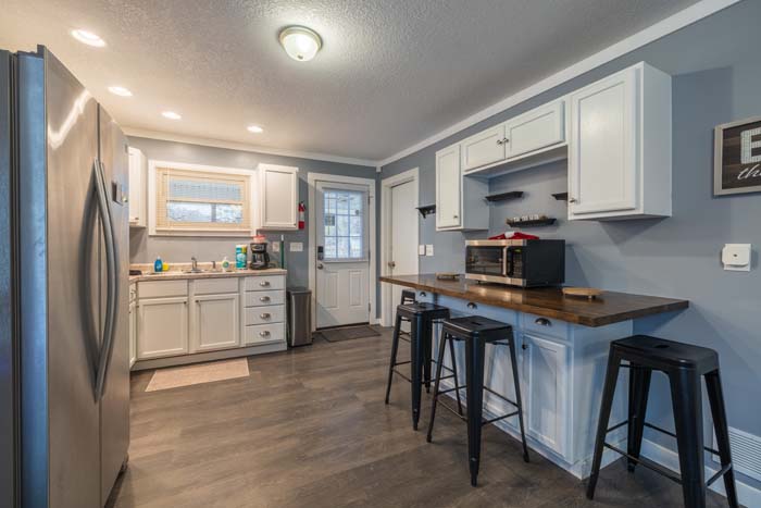 Bedroom with large smart television