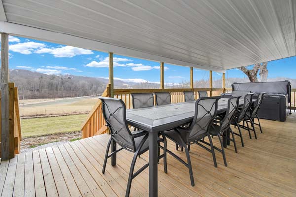 large patio table on porch