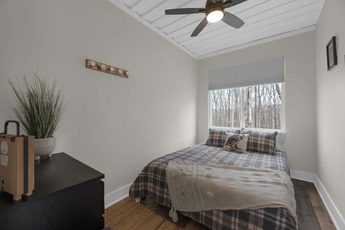 Smart TV living space inside container rental in Hocking Hills Ohio