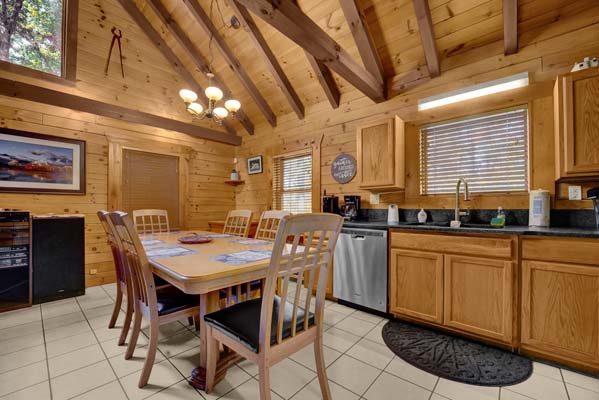 Cozy cabin kitchen with rustic charm