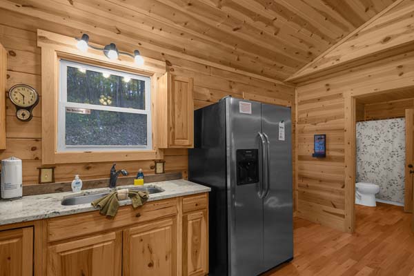 Serenity and warmth in the cabin kitchen
