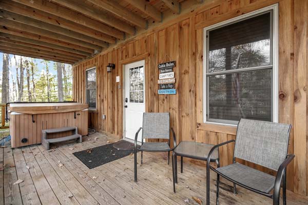 Rustic charm of the cabin deck