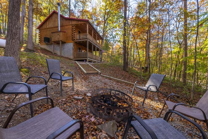 Cozy living space inside Little Pine Cabin