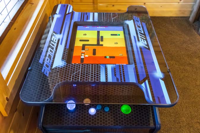 Lower level recreation room at Little Pine Cabin