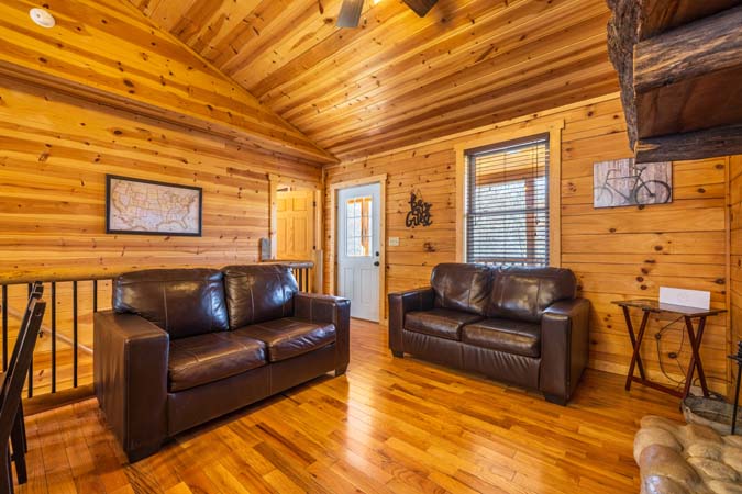 Charcoal grill on deck at Little Pine Cabin