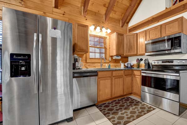 Tranquil ambiance in the cabin kitchen